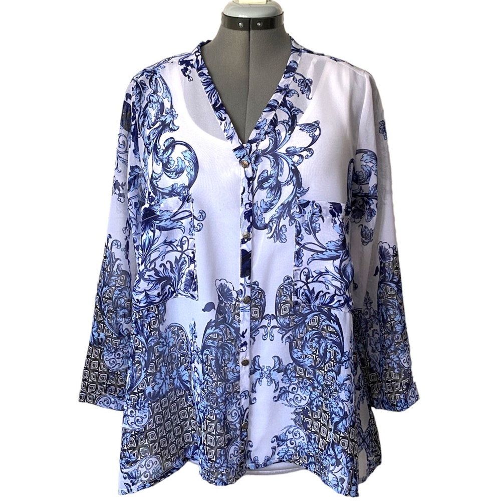 Bellissima sheer patterned blouse L